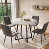 Table De Salle À Manger Moderne Avec 4 Chaises, Table De Cuisine Ronde De 80 Cm De Diamètre, Chaises En Velours Gris Foncé