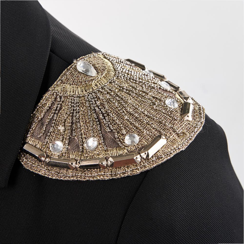Cross-border European Trendy Beaded Patch Matching Performance Wear Formal Occasion Wear Epaulets Clothing Accessories AS SHOWN золотой