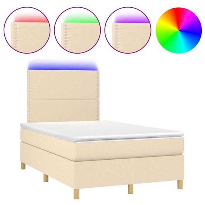 VidaXL Slat Bed Base with Mattress and LED, Upholstered Bed, Double Bed, Adult Bed for Interior Bedroom, 3135346