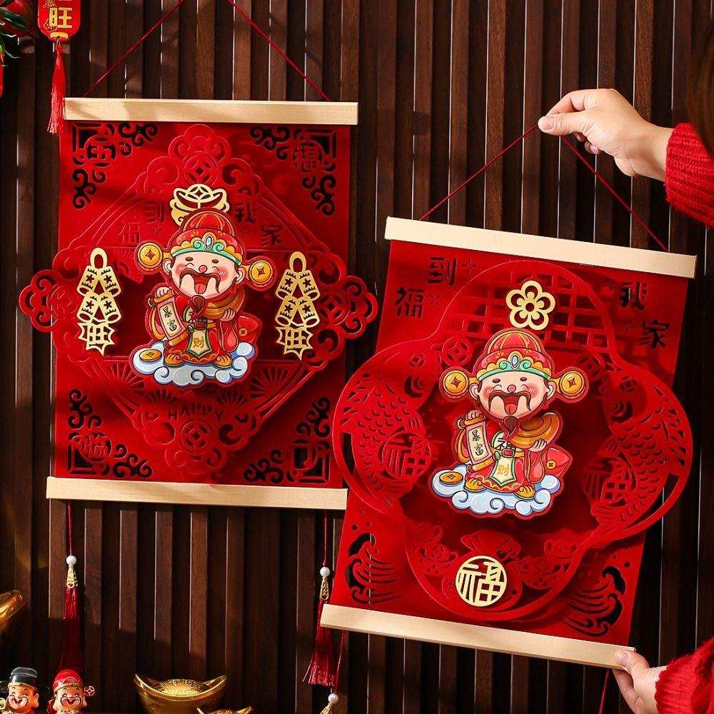 With Tassel Hanging Pendant Three-dimensional God of Wealth Pendant Chinese New Year