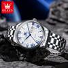 OLEVS Luxury Brand Quartz Watch for Men Roman Numeral Scale Solid Stainless Steel Strap Dual Calendar Simplicity Man Watch Watch