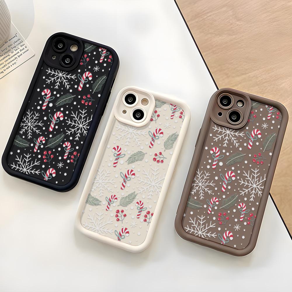Vianočný obal na telefón pre iPhone 11 13 12 14 15 16 Pro Max XR XS Samsung A15 A55 A05 Redmi 12 13C OPPO A16 A18 A60 Reno 11 Vivo Y17S Y12 infinix note