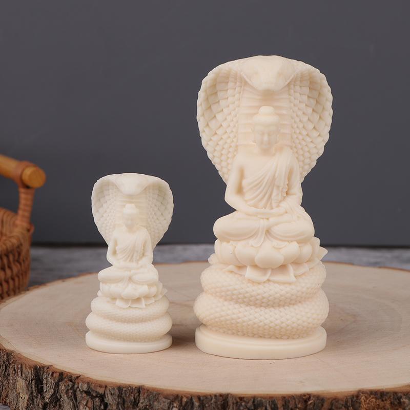 Socha Bílého Hada Šákjamuniho Buddhy, Vynikající Feng Shui Dekorace pro Domov a Kancelář, Bohatství a Štěstí, Náboženský Dárek