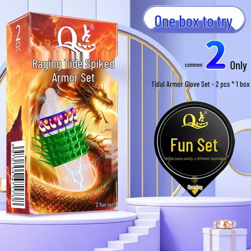 Q Point Thorn Set: Erotic Couples' Condoms with Large Particles, 2pcs/pack