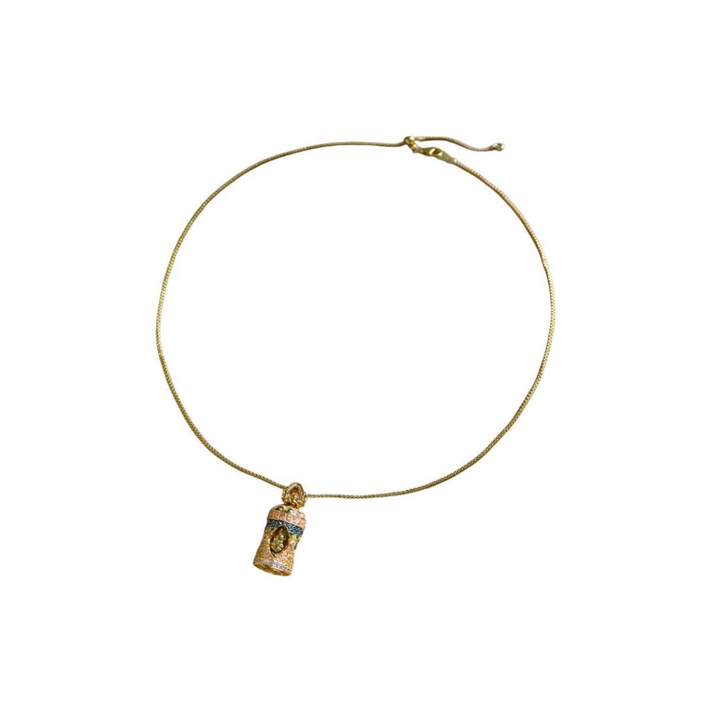 Autumn/Winter Gold Enamel Buddha Necklace - Luxury High-End Clavicle Chain