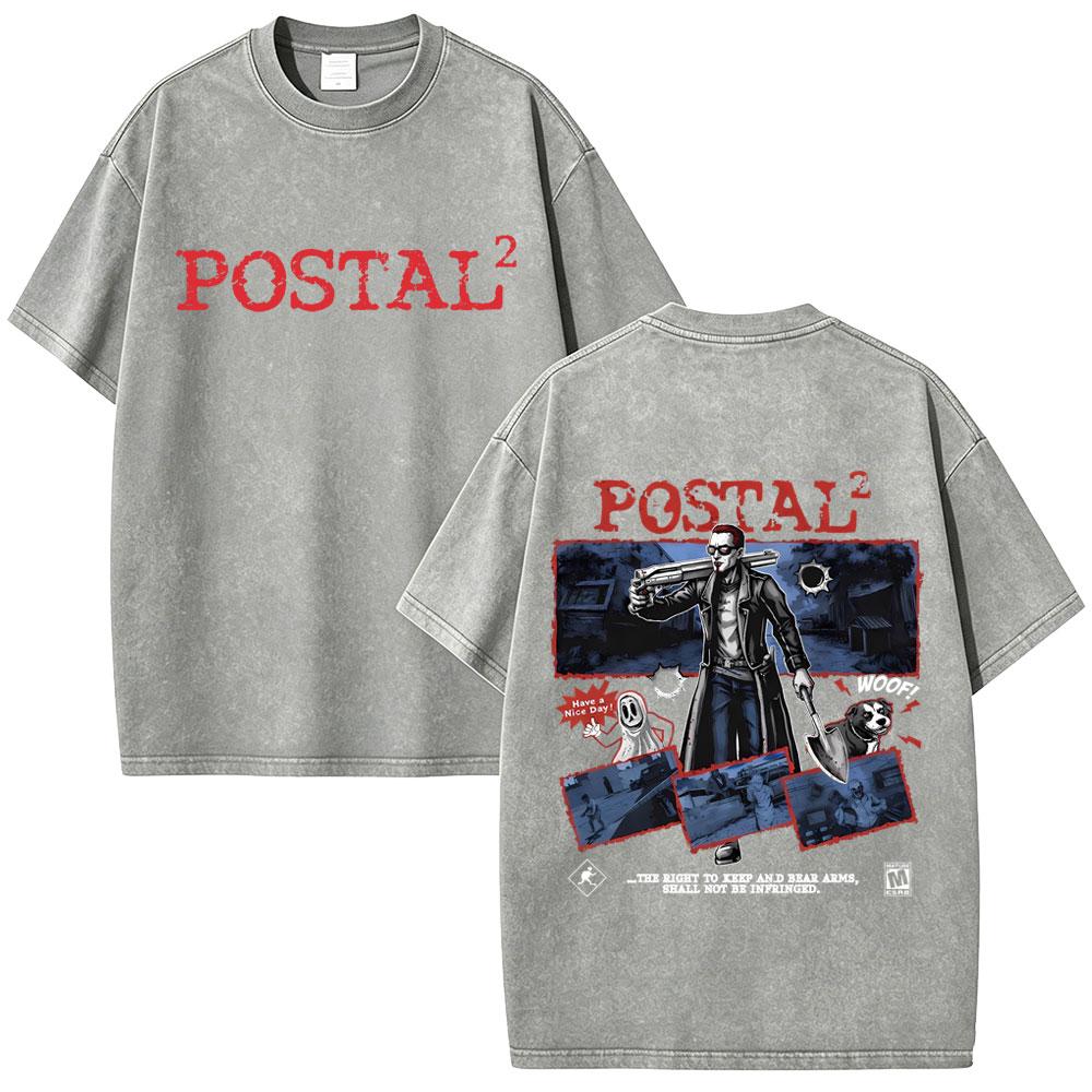 Postal Dude I Regret Nothing Vintage Washed T-shirt Men Women Horror Gothic Rock T Shirts Men's Casual Retro Oversized T-shirts