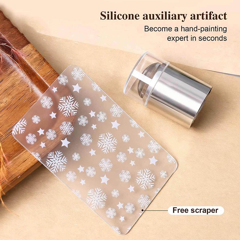 Jelly Silicone Nail Stamper With Scraper Transparent Nail Templates Stamp For Stamping Polish Printing Manicure Tools