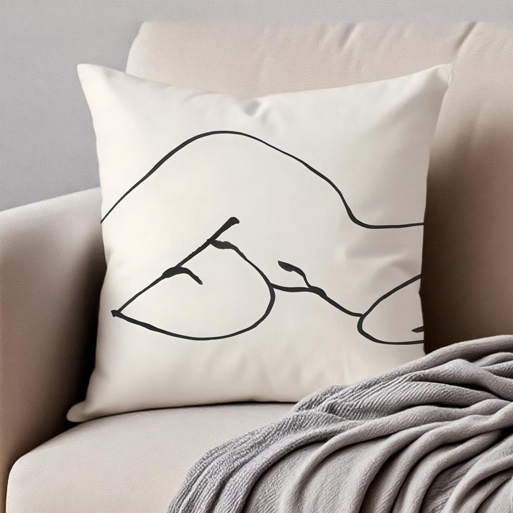 Sexy Sample Line Body Anime Cartoon Cushion Cover Pillowcase Antidustmite Invisible Zipper Short Plush Sofa Cushion