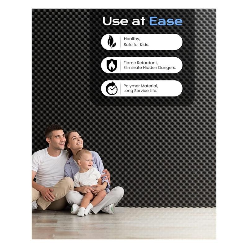 24 Pack Self Adhesive Egg Crate Sound Proof Foam Panels 1X12x12inch, Acoustic Foam For Home And Studios Durable