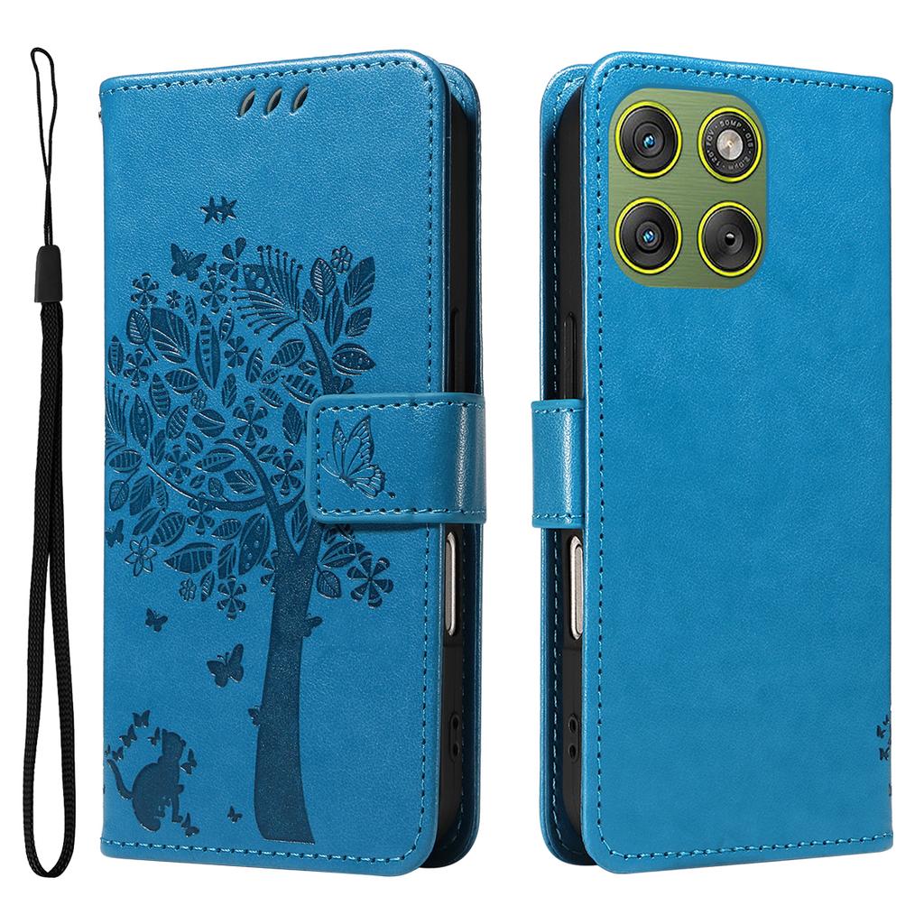 For Motorola Edge 70 5G Phone Case with Stand Cat Tree Pattern Leather Wallet Mobile Cover