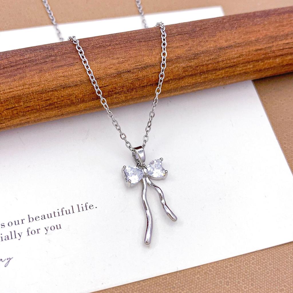 Necklace New Ribbon Bow Necklace Accessories Women's ins Style Niche Design Sense Fashion Versatile Clavicle Chain Women