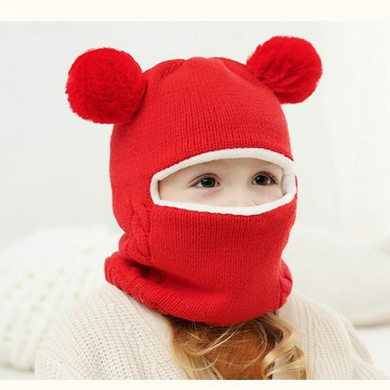Children’s Fleece-Lined Knit Hat and Scarf with Ear Protection for Winter