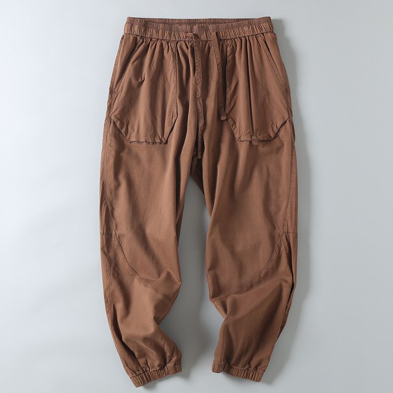 Japanese Retro Workwear Pants for Men, Trendy Brand Loose Jogger Casual Long Pants, Men's Spring and Autumn Pure Cotton Sports Sweatpants