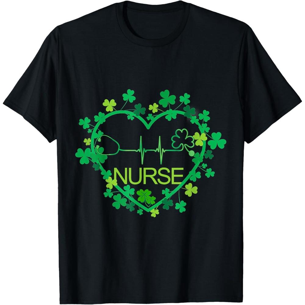 Heart Shamrock Nurse - Nurse St Patrick s Day Nursing Cotton Men T Shirt 4XL