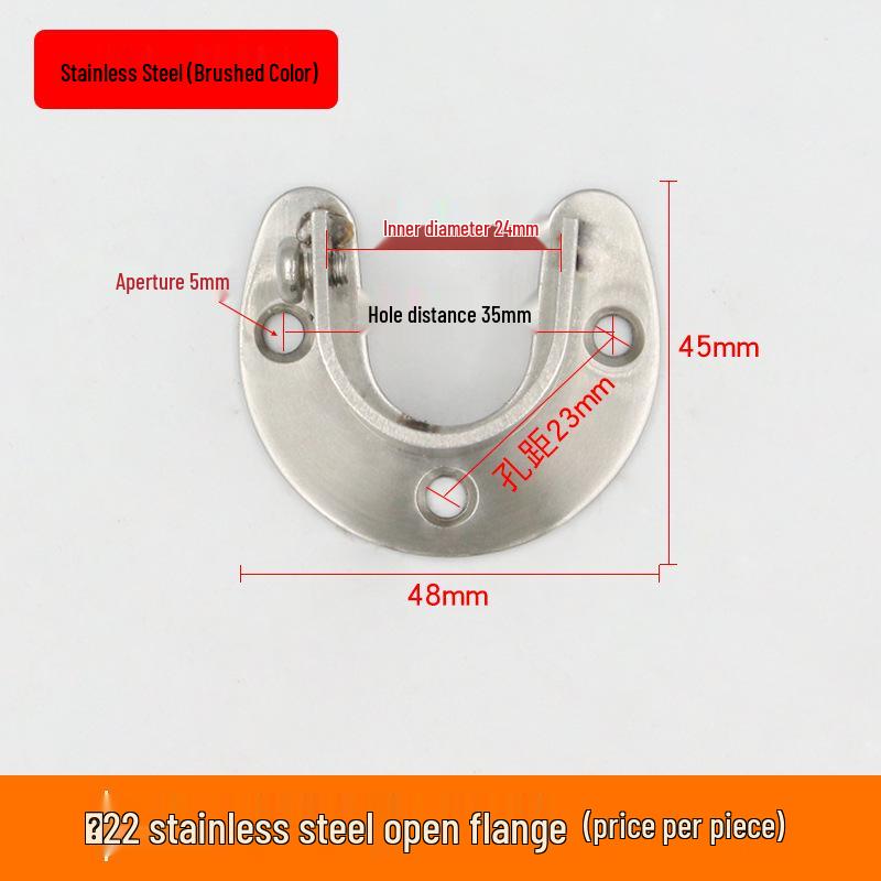 Ronggu Stainless Steel High Foot Flange Base for Clothes Rods, Towel Tubes, and Curtain Rods