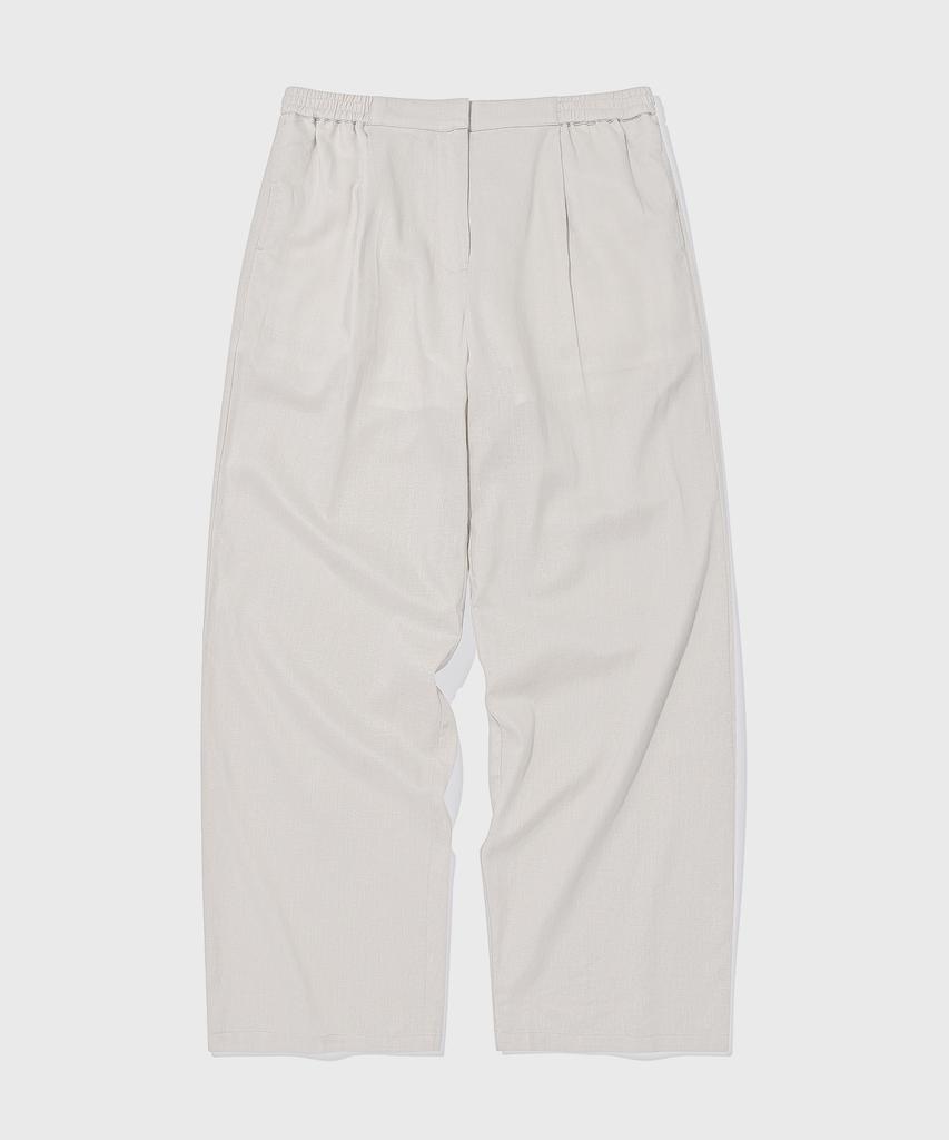 KIIMUIR (Women) Summer Semi-Wide Linen Pants_Light Gray