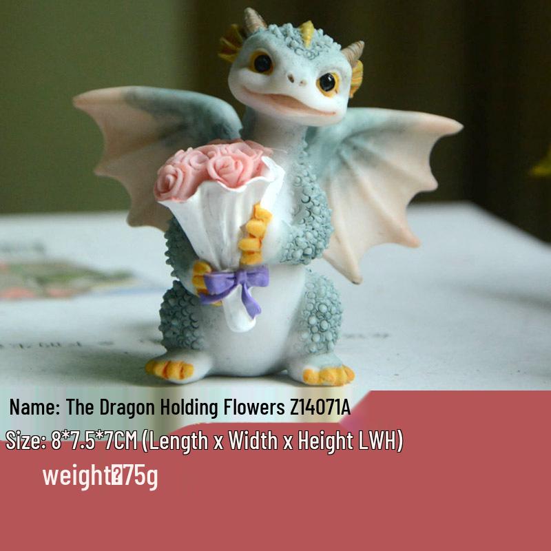 Adorable Cartoon Dragon Resin Ornament - Dinosaur Figure Gift for Friends & Teachers