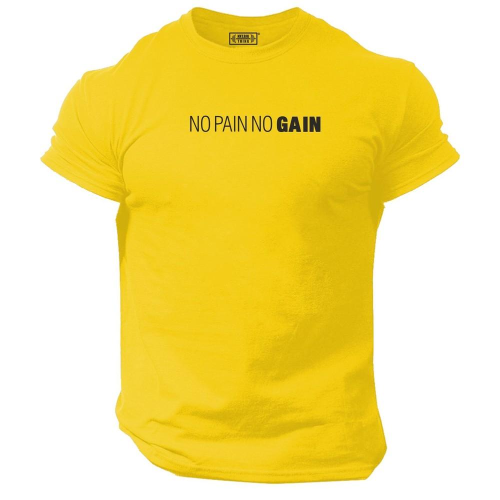 No Pain No Gain T-Shirt Fitnesskleidung Bodybuilding Training Workout Übung Top
