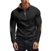 Men's Fleece-Lined Zip-Up Stand Collar Patchwork Contrast Colour Henley Long-Sleeved Casual Sweatshirt for Autumn/Winter
