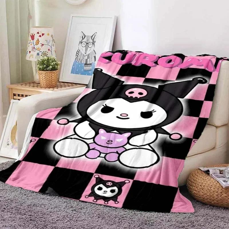 Hellor Kitty Kuromi Printed Blanket Kids Adult Blanket Soft and Warm Bedding for Bed Sofa Outdoor Travel Cover Blanket