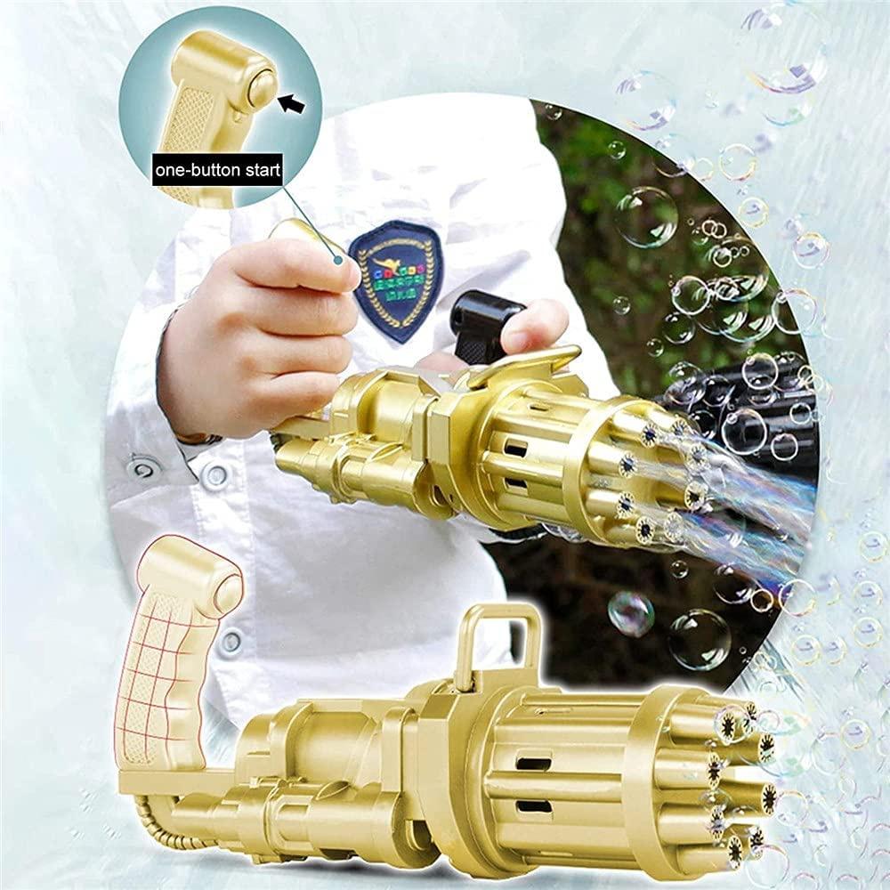Electric Gatling Bubble Machine Bubble Maker Safe Summer Cooling Fan Outdoor for Kid,Eight Hole Huge Amount Automatic Bubble Maker Electric Bubble