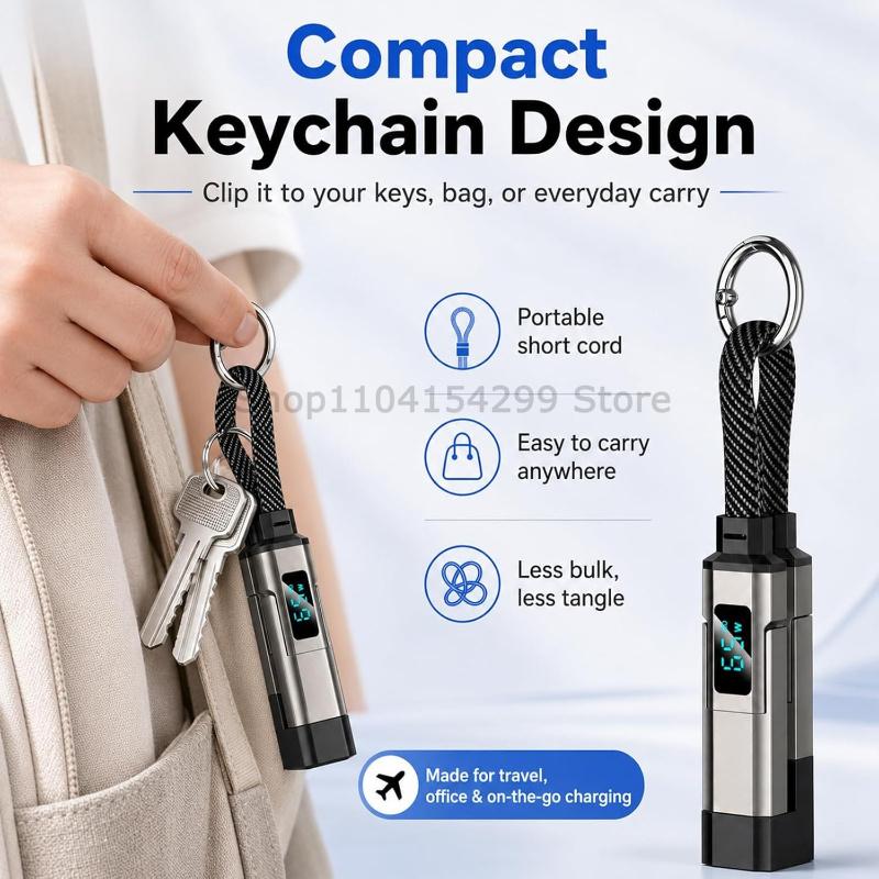 4 in 1 Key Chain Digital Display Four-in-one PD Fast Charging Cable, Suitable for Apple and Huawei Type-C 5A Mobile Phone Data C