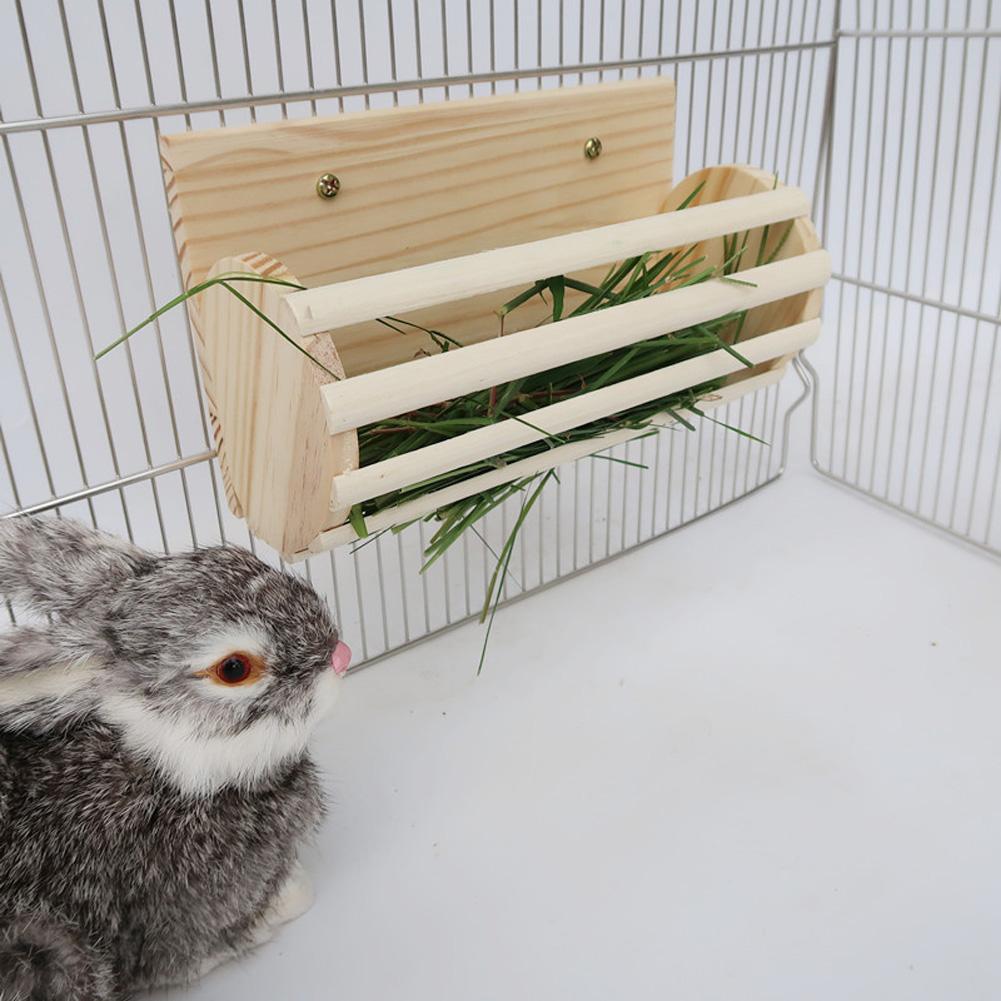 Rabbit Wooden Hay Rack Stand Grass Fodder Holder Pet Feeder For Chinchilla Guinea Pig