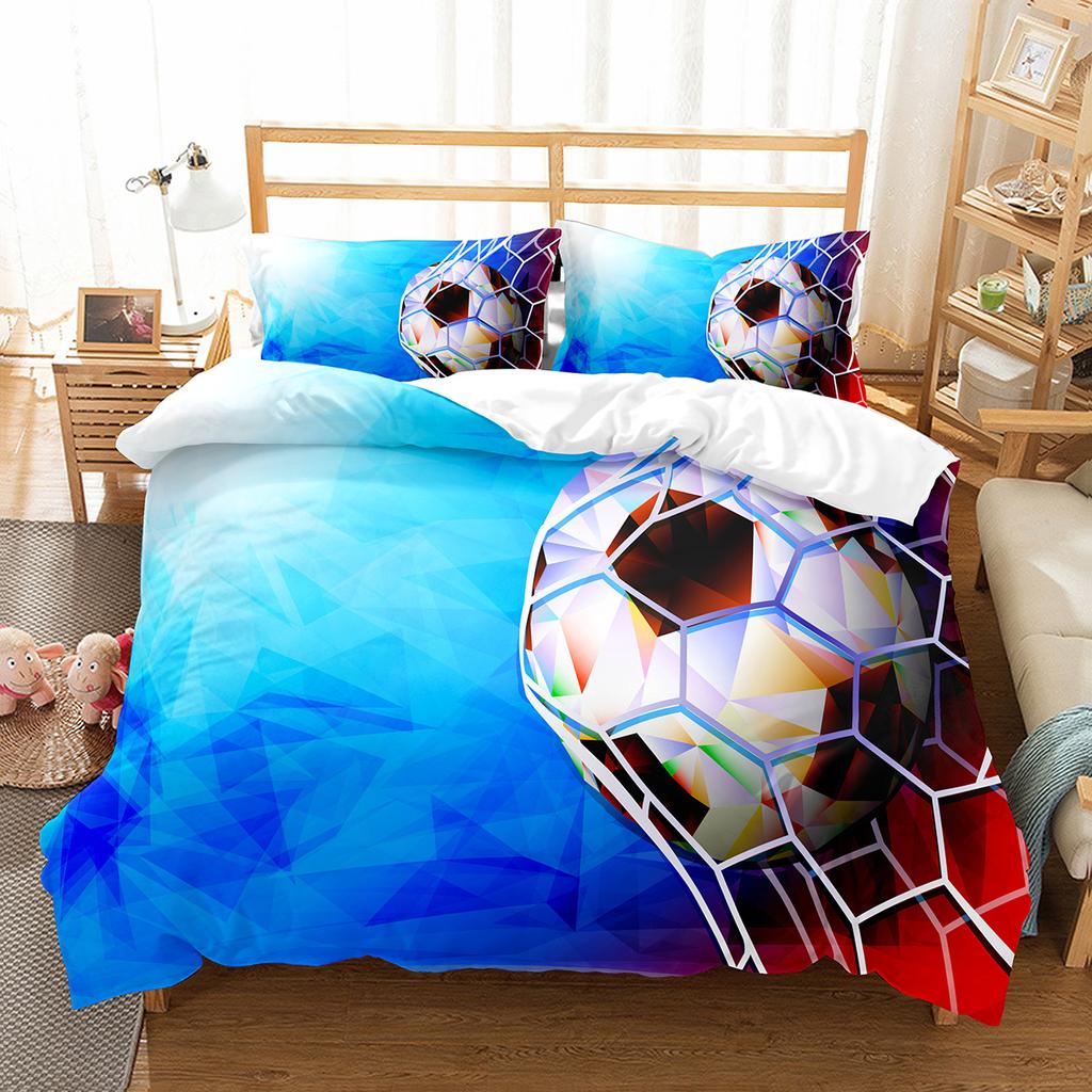 Soccer Duvet Cover Set King Queen Size Sport Theme Bedding Set For Kids Boys Girls Comforter Cover With Pillowcase Bedroom Decor