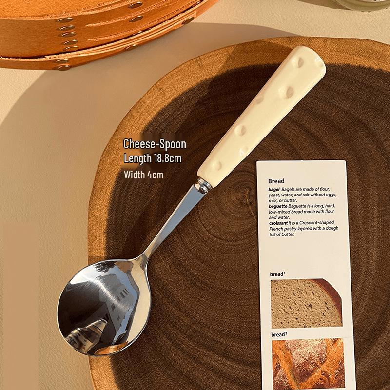 ZISIZ Cute Cheese Handle Stainless Steel Spoon