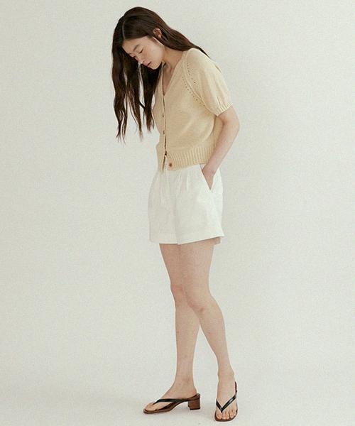 Lingseoul Hanji Blended V-Neck Knit-Beige