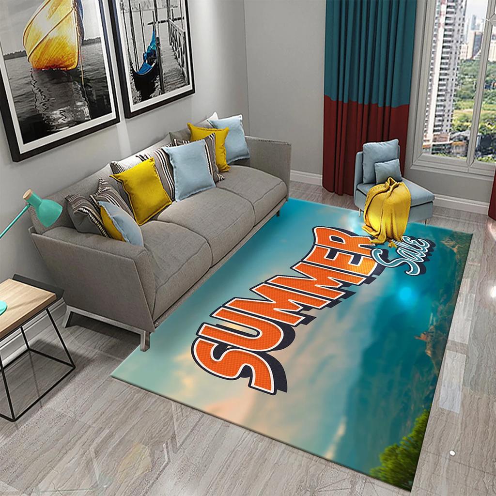 Hello Summer Carpet Beach Sea Starfish Pattern Bathroom Anti-Slip Carpet Door Mat Doormat Outdoor Living Room Bedroom Floor Rug