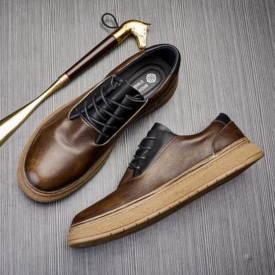 Herren Leder Schnürschuhe Herren Casual Herrenschuhe Weichsohlige Britische Retro Business Einzelne Schuhe Herren