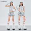Hip Hop Girls Shiny Silver Crop Top Street Dance Sequin Shorts Kid K-pop Jazz Clothes Set Children Girl Group Streetwear Costume