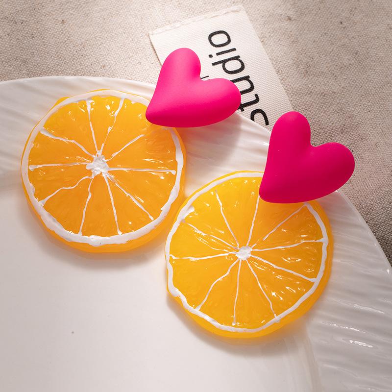 Süße Kleine Frische Frucht Ohrringe Damen Geschnittene Orangen-Zitronen-Ohrringe Personalisierte Simulation Sommer-Frucht-Ohrringe