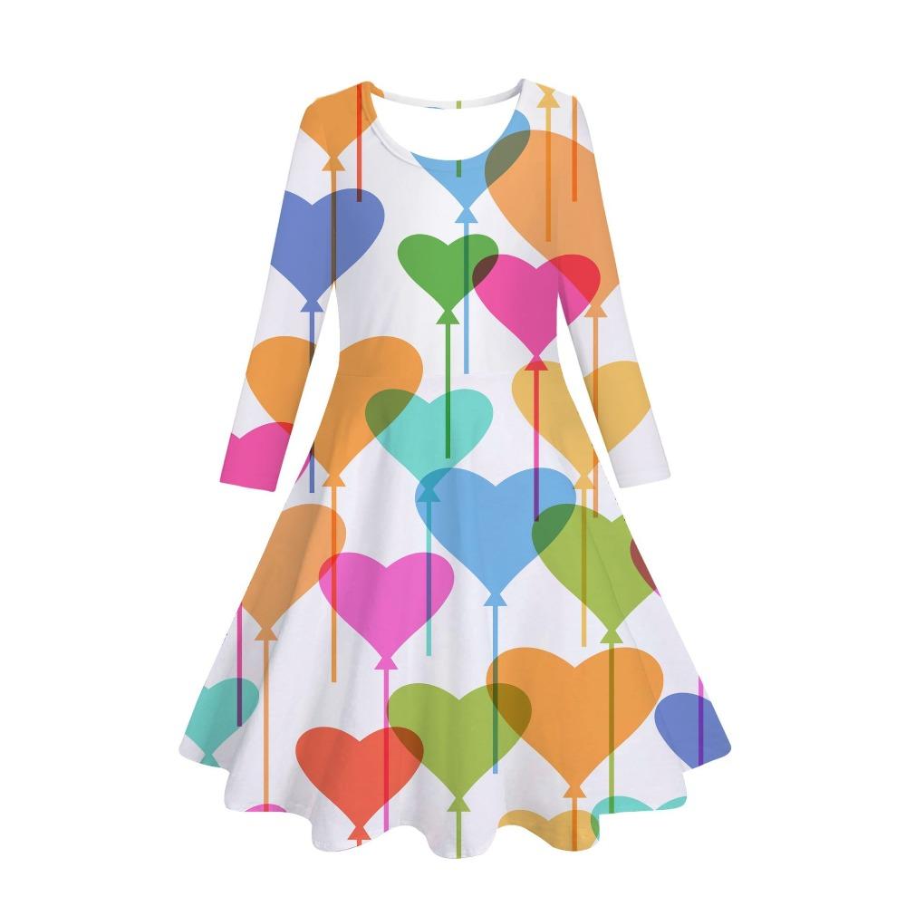 Girls' 3D Balloon Heart Dress Long Sleeve Summer Spring Vacation Daily Holiday Princess Beautiful Sweet Kids 4-12 Years Casual Dress A Line Dress