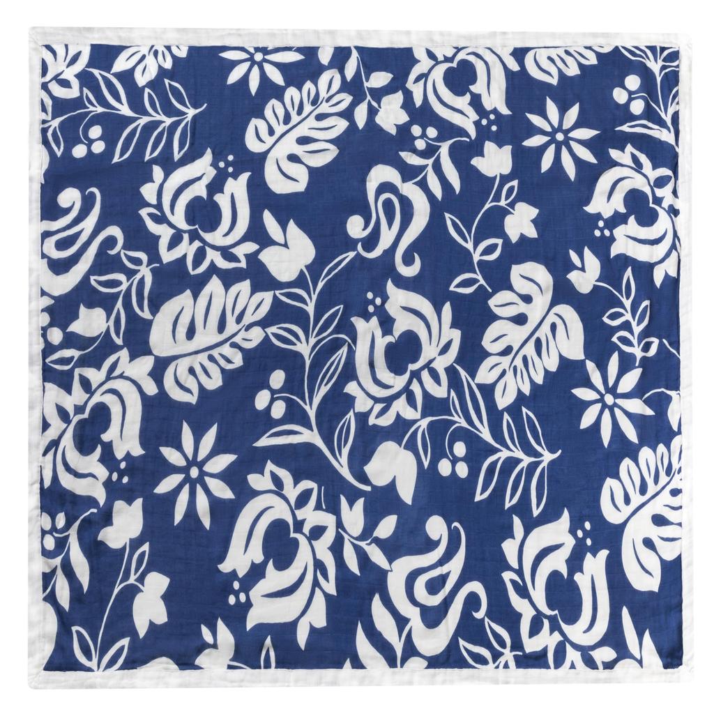 Coco Moon Plant Pattern Flower Aloha Vintage Hawaii Blanket 8 Layers of Swaddles Soft Like Silk To the Touch [Quilt Blanket/Vintage Pareo]