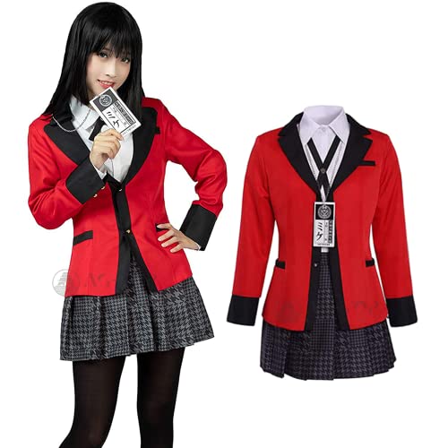 MOMOcos Yumeko Cosplay Costume [Includes Wig] Kakegurui Jabami Yumeko Costume (L)