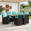 Outdoor Table Set 7 pcs PE Rattan and Powder Coated Steel