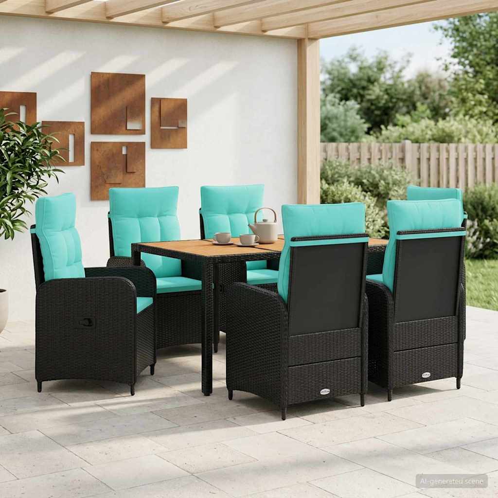 Outdoor Table Set 7 pcs PE Rattan and Powder Coated Steel