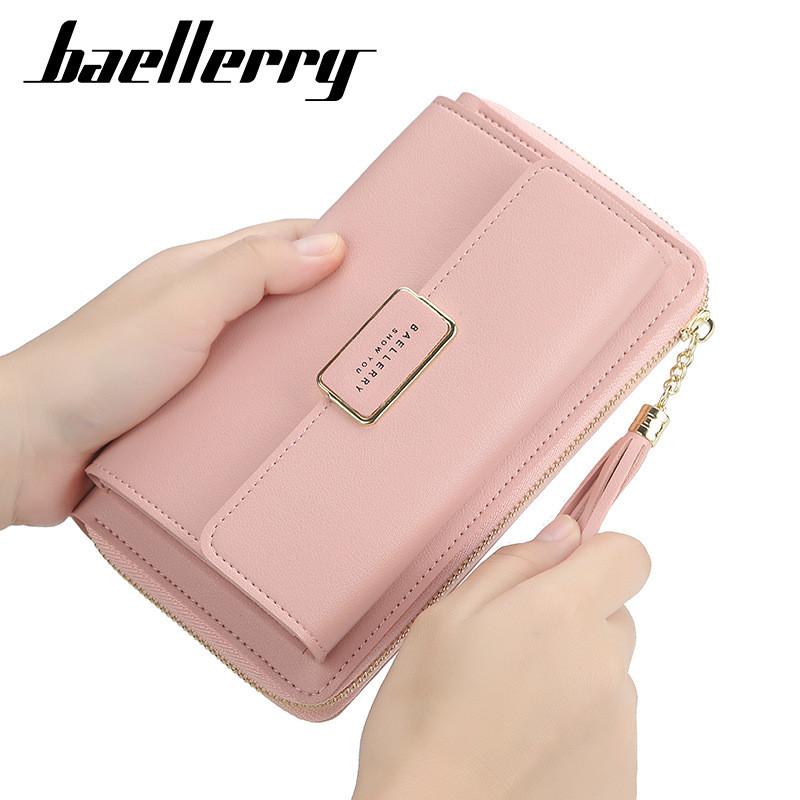 Pu Leather Long Wallet For Women With Zipper And Card Slots For Daily Use