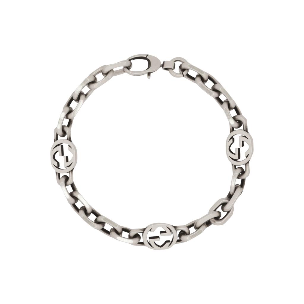 Gucci Interlocking Three Interwoven GG Detail Pattern Glossy 925 Silver Bracelet Unisex Bracelet 620798 J8400 8106