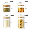High Quality Glass Transparent Container Glass Jars With Bamboo Lids Candy Tea Coffee Sugar Storage Jars Kitchen Boxes