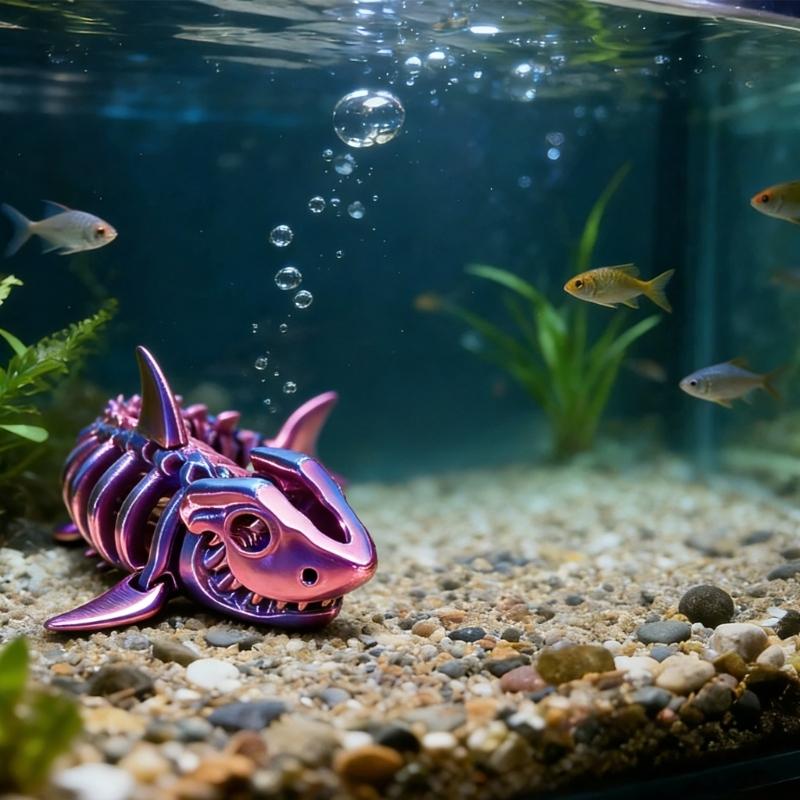 3D Printed Shark Bone Ornament with Articulated Design Flexible Joint Animal Figurine For Desk Toy Home Office Decors