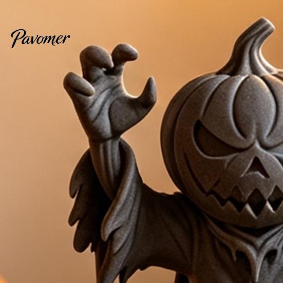 Pumpkin Devil Desk Accessory 3D Printed Man Figurine, Halloween Spooky Zombie Compact Collectible Ornament for Home Office Shelf Decor Statue
