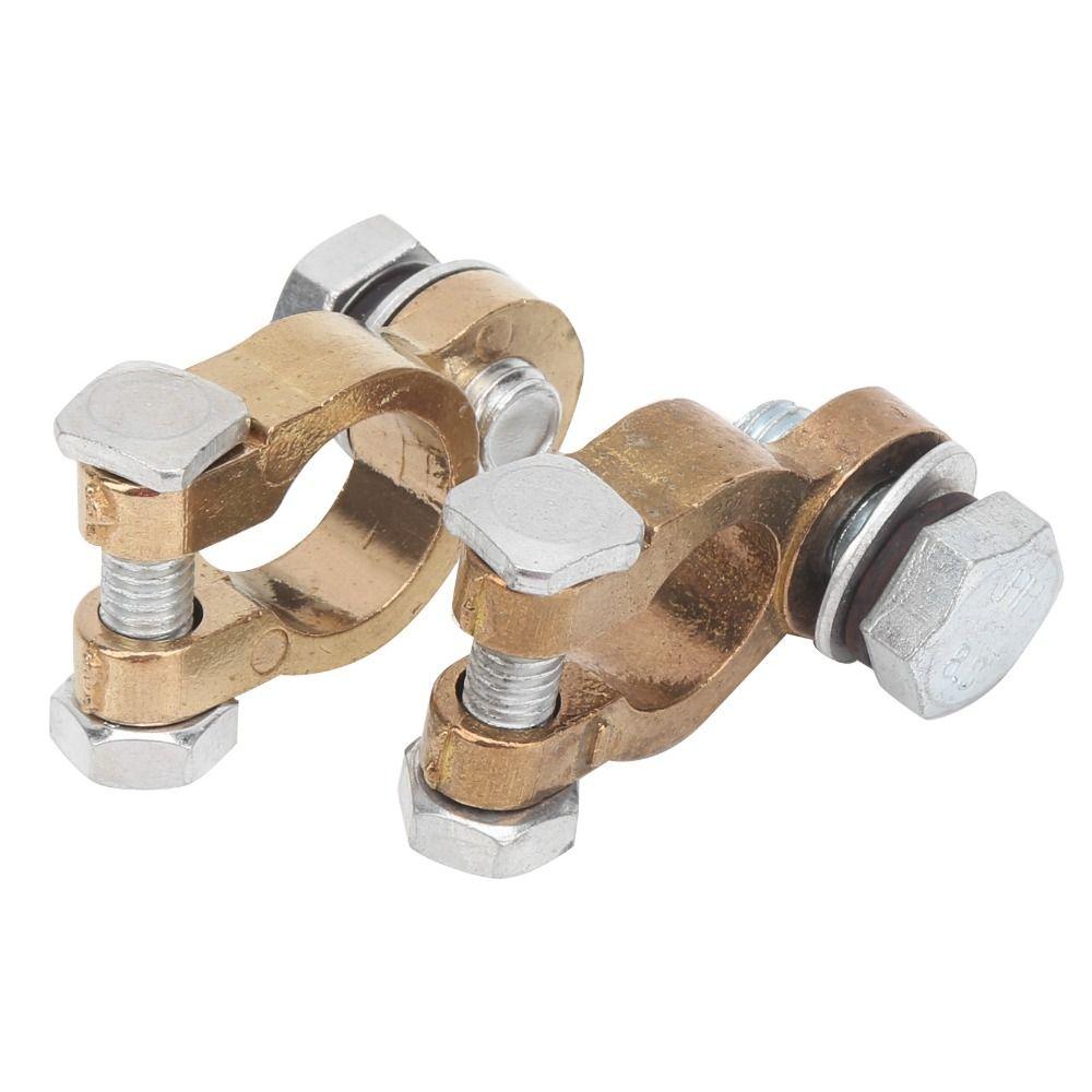 2PCS Alloy Battery Terminal Connectors Brass Positive Negative Terminals Top Post Connectors  Boat