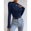 Vielseitiges Slim-Fit Damen-T-Shirt mit Karomuster und langen Ärmeln