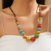 Big Vintage Ceramic Beaded Necklace For Women Handmade Long Adjustable Boho Ethnic Style Jewelry