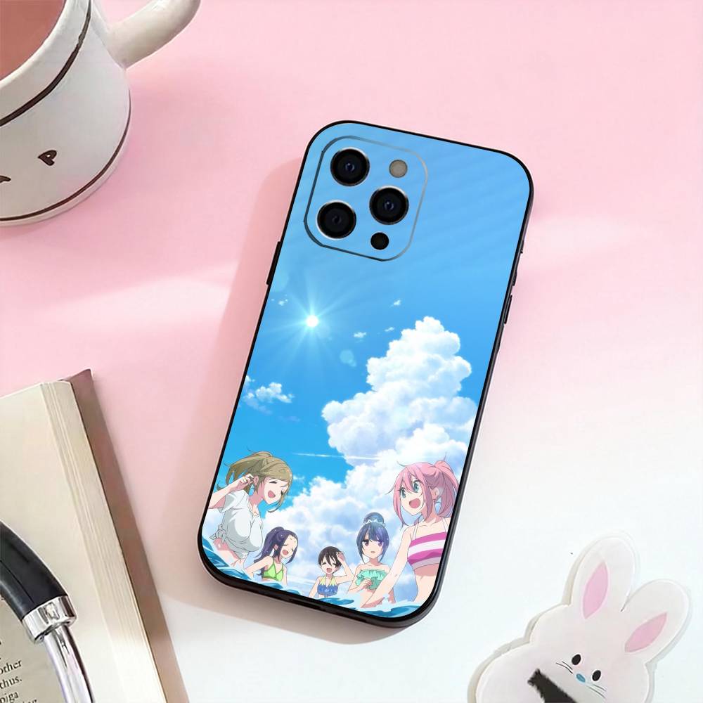 Y-Yuru C-Camp Anime  Phone Case For iPhone 17,16,15,14,13,12,11 Plus,Pro Max,Soft Silicone Black Cover