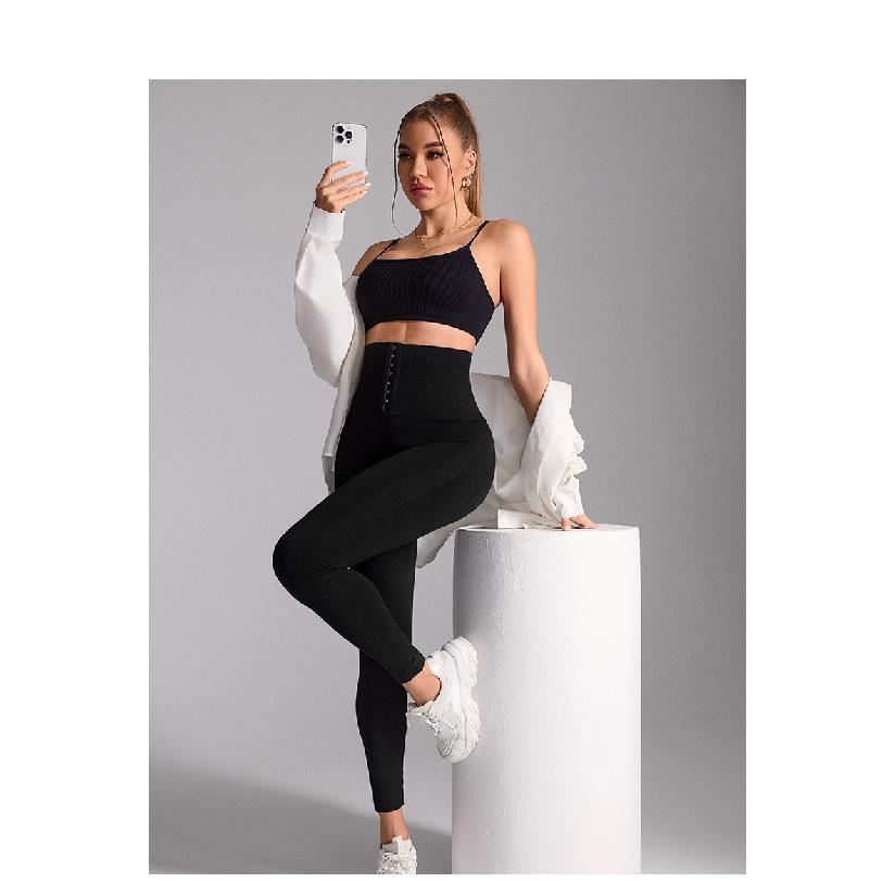 Seamless High Waisted Buckle, Waist Cinching, Hip Lifting, Waist Cinching, Sports Yoga Pants, Elastic Compression Tight Pants For Women