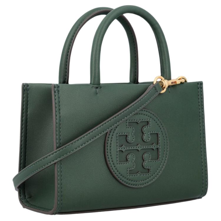 Tory Burch Ella Bio Magnetic Snap Adjustable Detachable Shoulder Strap Tote Bag Shopping Bag Crossbody Handbag Mini Women Tote Basil-Green 145613-312